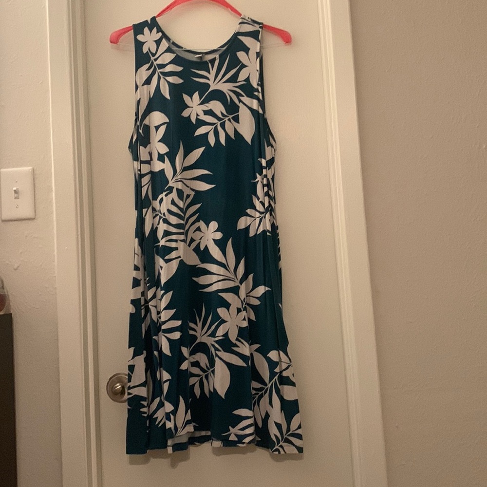 Old Navy teal and white tropical sundress